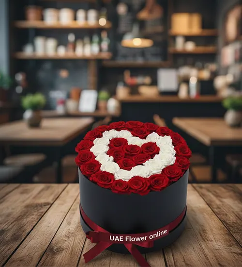 Beautiful White & Red Rose Flowers Box