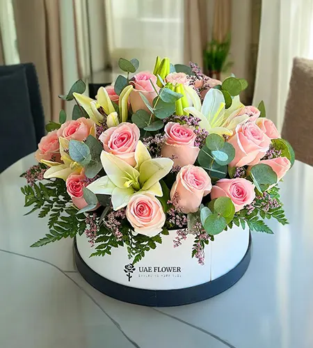 Beautiful Box for Love – Pink Roses & White Lilies