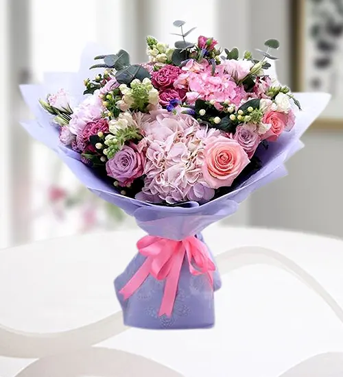 Stunning Mix Flower Bouquet with Hydrangea & Roses