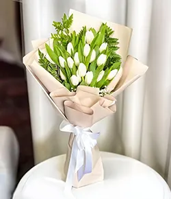 Precious 15 White Tulip Bouquet