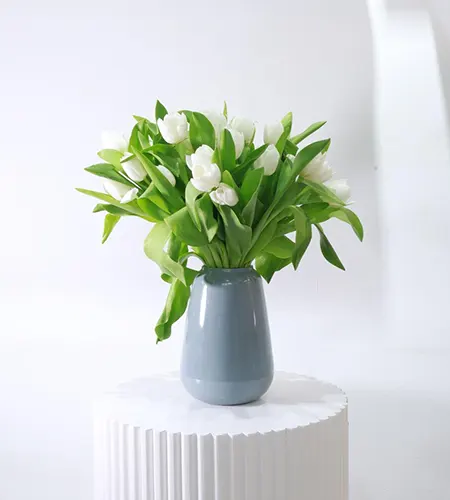 Elegant Vase Arrangement of 30 White Tulips
