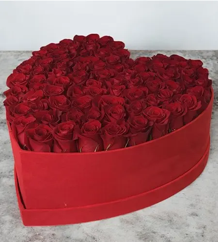 Pretty Red Roses Heart Shape Box Arrangement