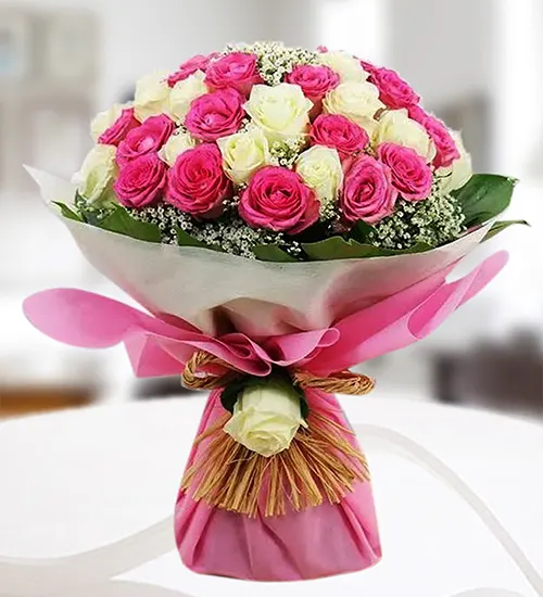 Adorable Large Pink & White Rose Bouquet