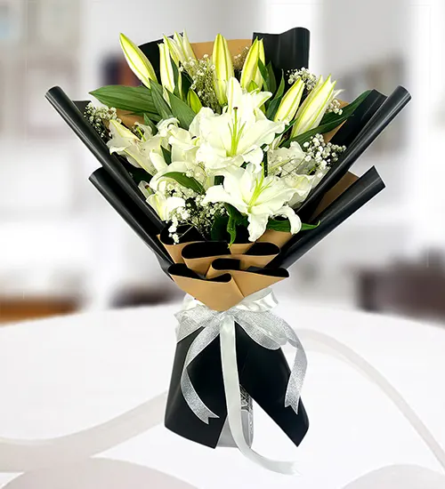 Elegant White Lily Bouquet