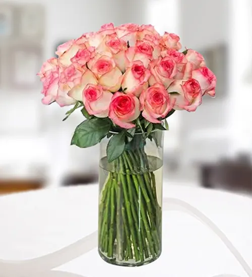 Alluring Pink Roses Vase Arrangement