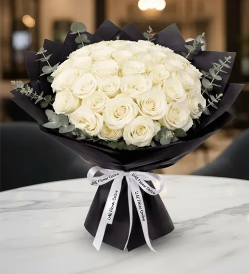 40 White Rose Bouquet