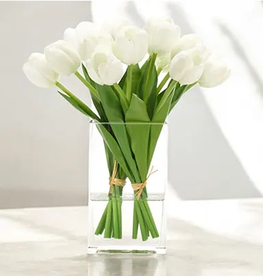 10 White Tulip With Gl...
