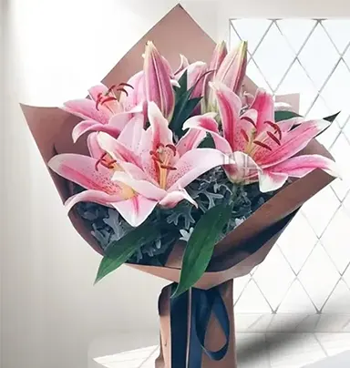 Fresh Pink Lilies Bouq...