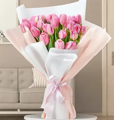 Bouquet of 25 Pink Tul...