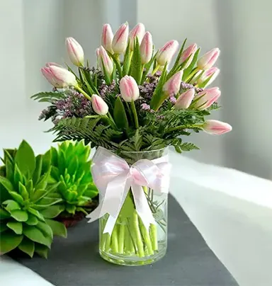 Elegant Pink Tulip Vas...