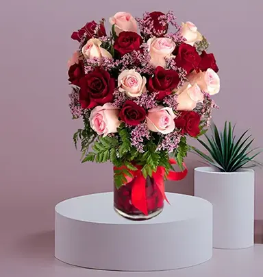 Red and Pink Rose Glas...
