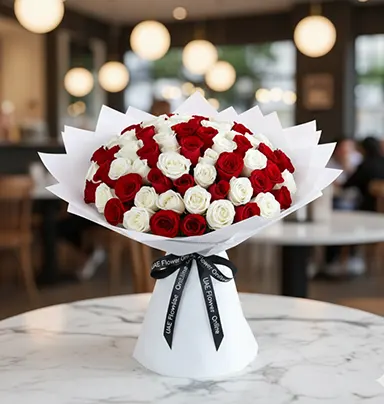 100 Red and White Rose...